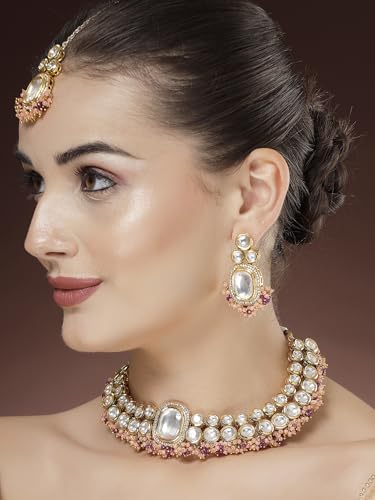 Image of Karatcart Polki Kundan Jewellery Set for Women