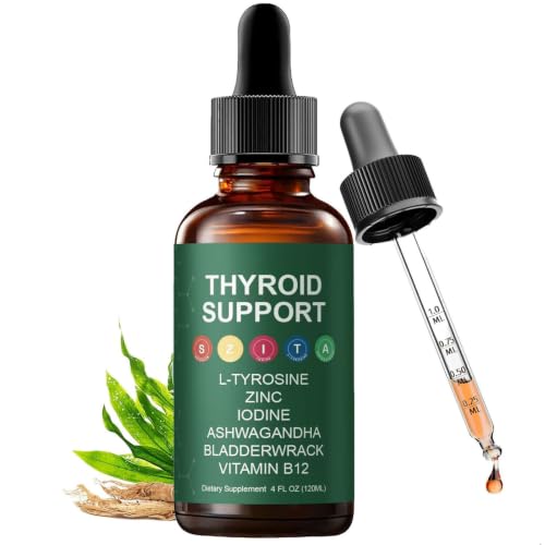 Thyroid Support Drops - Liquid Drops Formula with Selenium Iodine Ashwagandha & Zinc for Energy & Metabolism Support Berry Flavor 4 fl oz