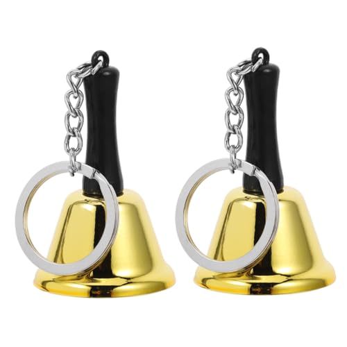 SHINEOFI 2pièces Cloches à Main Métal de Petite avec Poignée Lot pour École Restaurant ou Événement Porte-clés