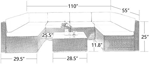 image for U-MAX 7 Piece Outdoor Patio Furniture Set, Black PE Rattan Wicker Sofa