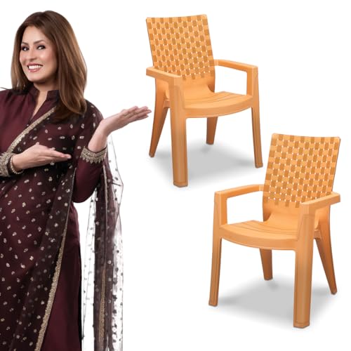 Image of MAHARAJA Matrix for Home, Office | Comfortable | Arm Rest | Bearing Capacity up to 200Kg Plastic Outdoor Chair | Plastic Chairs (Chair, Pack of 2)