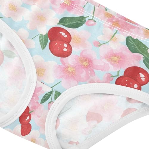 Wusikd Cherry Blossom Girls' Underwear Cotton Cherries Girls Briefs Soft Toddler Underwear 2T4