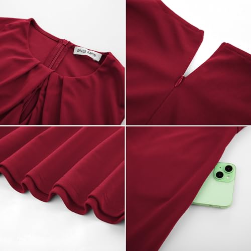 Image of GRACE KARIN Women 2026 Work Dress Sleeveless Tie Waist Elegant Party Cocktail A Line Flowy Midi Dresses with Pockets