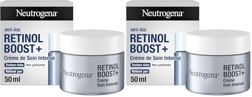 Crème de Nuit Retinol Boost+ Neutrogena : soin visage anti-âge intense en lot de 2 pots de 50 ml