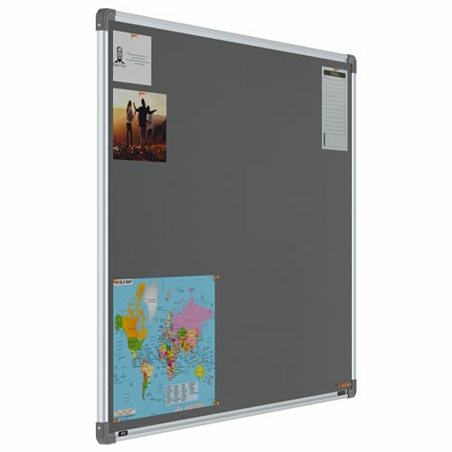 Image of Scholar Art Metis 3x4 Feet Bulletin Notice Board for Study Table & Kids Room | Vibrant & Versatile Crape Cloth + High Density Soft Board for Pinning Photos, Sticky Notes & Reminders (Grey)