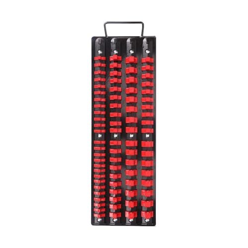 80-Piece Heavy Duty Socket Organizer Tray - Adjustable Metal Tool Storage for 1/4