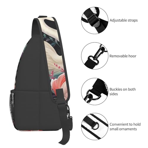 Bolso cruzado para hombre y mujer estilo floral negro miniatura 5