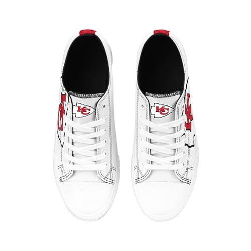 Image of FOCO NFL Womens NFL Ladies Fashion Team Big Logo Low Top White Canvas Sneakers Shoes