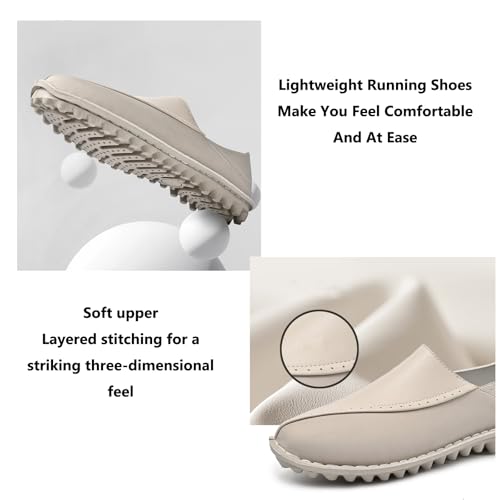 Men's Leather Stitching Rivet Sole Casual Loafers Comfortable Round Toe Hand Stitching Soft Non-Slip One-Step Work Walking Fashion Sports Shoes3