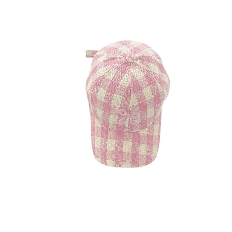 Obenie Cute Bow Embroidered Checkered Hat Women's Sunshade Hat Baseball Hat Retro Golf Hat Running Hat Caps Baseball Cap