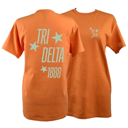 Tri Delta T-Shirt - Showgirl Design 100% Cotton Soft T-Shirt (US Alpha Small Regular Regular Orange)