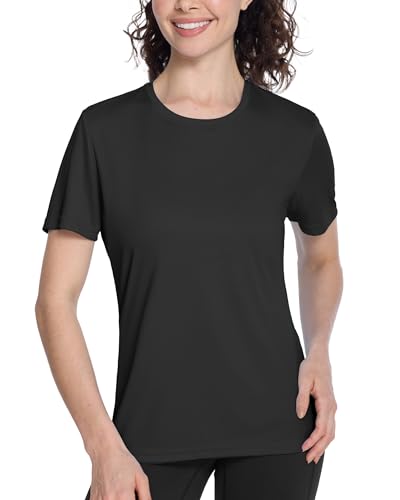 Image of Roadbox Women's Workout Tops Short Sleeve, UPF 50+ Sun Protection Shirts, Quick Dry Athletic Gym Running Hiking Tee Shirt