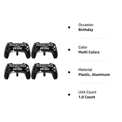 4 Packs Video Game Party Balloons, 23.6 X 15.7 Inch Game On Balloons Video Game Controller Aluminum Foil Balloon For Birthday Party And Game Party Decoration #TOP6