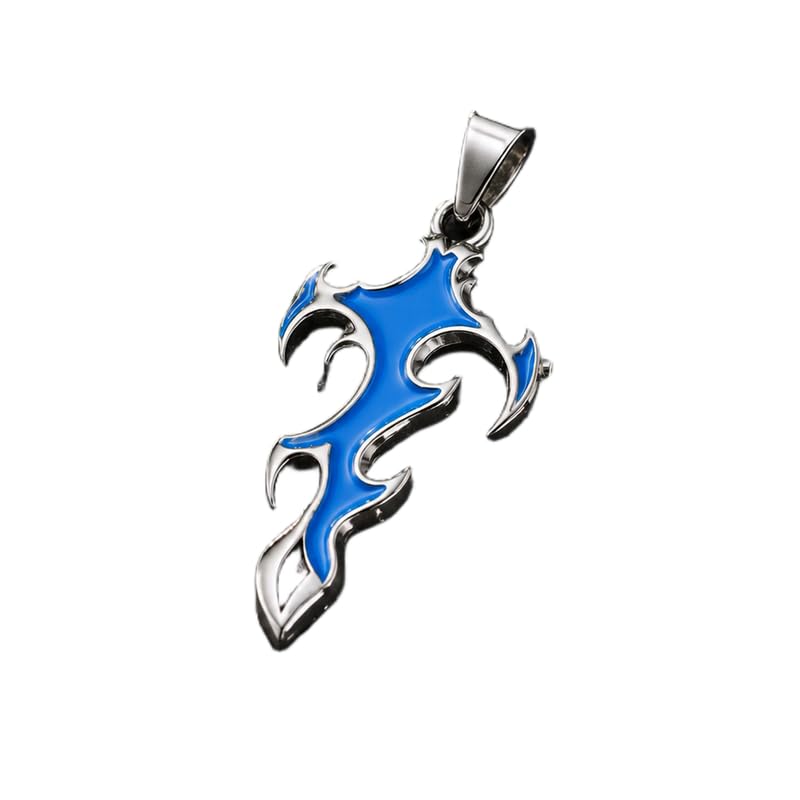 Stainless Steel Blue Tribal Cross 44X21mm Pendant Silver Plated Charm Necklace Without Chain Handmade For Men & Women Power Symbol Meaningful Jewelry |LK_SSC_0281-image-21