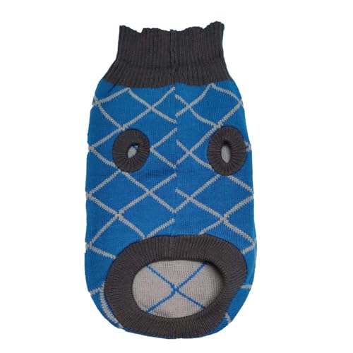 Image of Lulala Dog Sweater, Knitted Turtleneck Cold Weather Dog Sweater for Small Small Dogs, Soft Diamond Plaid Pullover Knitwear Dog Winter Warm Clothes, Pet Coat Puppy Sweater (Sky Blue, 14 Inch)