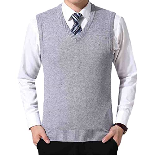 Gilet d'hiver en tricot haut de gamme homme gris clair XXL