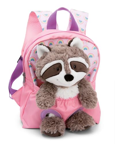 NICI Kinderrucksack rosa 2 in 1 mit Kuscheltier Waschbär 25cm -...