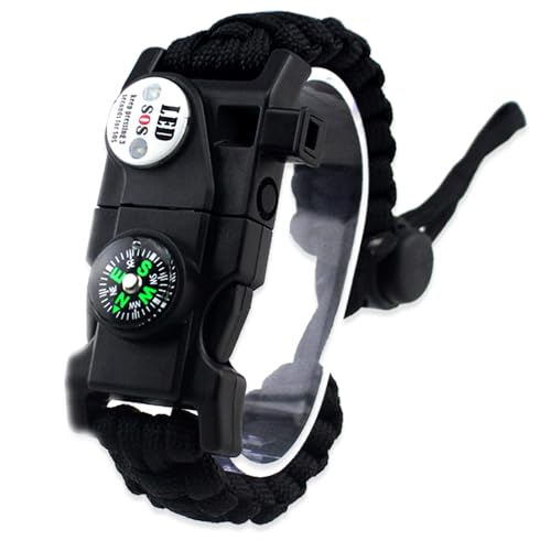 Daarcin Survival Paracord Bracelet,Fire Starter,Waterproof SOS Light, Compass, Whistle, Adjustable AK87 20 in 1,Outdoor Ultimate Tactical Survival Gear Set,Stocking Stuffers,Men