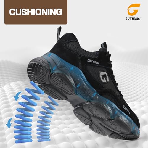 Image of Steel Toe Shoes for Women and Men, Lightweight Safety Work Shoes, Puncture Resistant Cushioned Low Top Work Sneakers for Warehouse Factory Construction