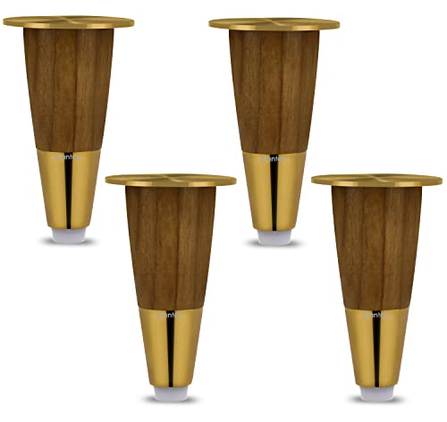 Image of Plantex Heavy Duty Stainless Steel 4 inch Sofa Leg /Bed Furniture Leg Pair for Home /Furniture Sofa Legs for Table /Support Legs /Furniture Leg (Gold) Set of 4 Pcs