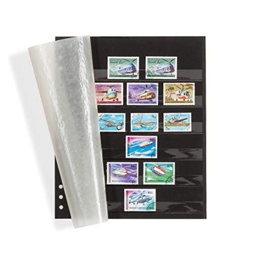 Feuilles OMEGA Leuchtturm en carton noir avec 6 bandes transparentes
