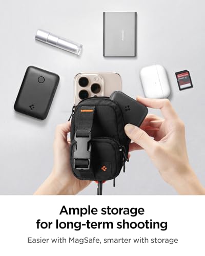 Spigen Snap Zip (MagFit) EDC Pouch Organizer Wallet Accessory Storage Card Holder MagSafe Compatible with iPhone 16 Pro Max / 16 Pro / 16 Plus / 16 / iPhone 15/14/13/12 series - Black