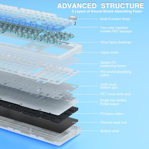 AULA F108 PRO - Wireless Mechanical Keyboard with Screen&Knob,Hot Swappable Gaming Keyboard with 8000mAh Battery,Pre-lubed Switches,RGB Backlit,PBT Keycaps Creamy Sounding Computer Keyboards,104 Keys by AULA - Image 8