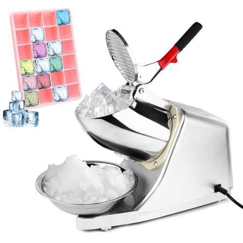 Broyeur à Glace électrique,Machine à Glace pilée 300W,220V-240V Acier Inoxydable à Double Couteau,Snow Cone Maker Machin Volume de Glace concassée 80...