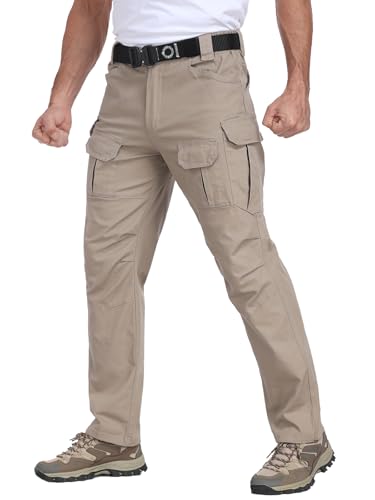 NAVEKULL Cotton Work Cargo Pants Stretch Lightweight Tactical Military Hiking Outdoor Pants with 8 Pockets