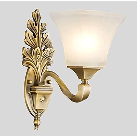 XAXR Rustic Brass Wall Lamp Indoor E27, Glass Wall Lighs Cover