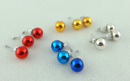 Melody Jane Dolls Houses House Miniature Christmas Tree Ornaments Decorations 12 Coloured Baubles
