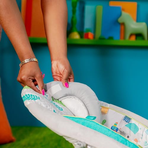image for Bright Starts Comfy Baby Bouncer Soothing Vibrations Infant Seat - Tag