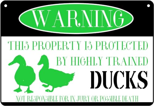 Warning This Property Protected By Ducks ���r���O���[���A�L�b�`���A�_��̃u���L�Ŕ݂艺���|�X�^�[���� �f�p�ȃz�[���f�R���[�V���� 8x12�C���`
