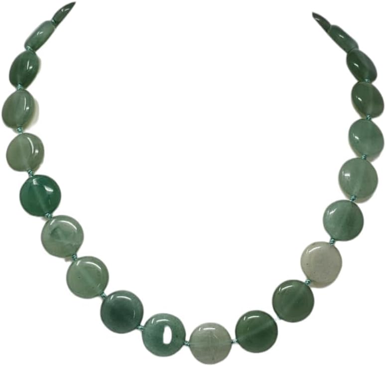 Handmade Beaded Necklace for Women and Girls | 16mm Round Disc Shape Beads Natural Gemstones Healing Crystal Jewellery Necklace