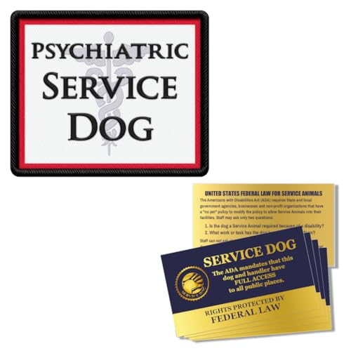 WORKINGSERVICEDOG.COM Psychiatric Service Dog Sew On Patch - Includes 5 Law Handout Cards - for Service Dog Vest or Harness