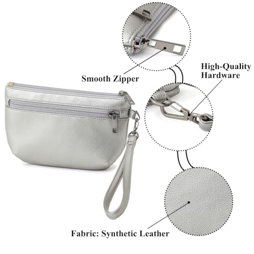 Image of Small Wristlet Wallets for Women, Zip Clutch Bag with Wristlet Pouch, 3-Zipper Original Design