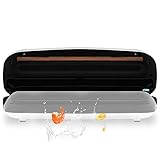 ALY Automático Envasadora al vacío Máquina del Vacío Sellador al vacío de Alimentos Secos y Húmedos con Conector de Succión Cuchillo de Corte (Blanco)