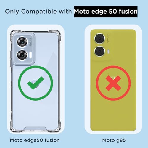 Image of Amazon Basics Back Cover for Motorola Moto Edge 50 Fusion 5G / Motorola Moto G96 5G PC + TPU Clear Transparent Raised Edges Shockproof Protective Phone Bumper Case(Transparent)
