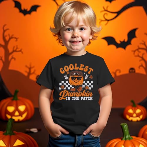 Toddler Boy Halloween Shirt Coolest Pumpkin in The Patch Tshirt Kids Spooky Season Short Sleeve Tee Top Fall Outfit3
