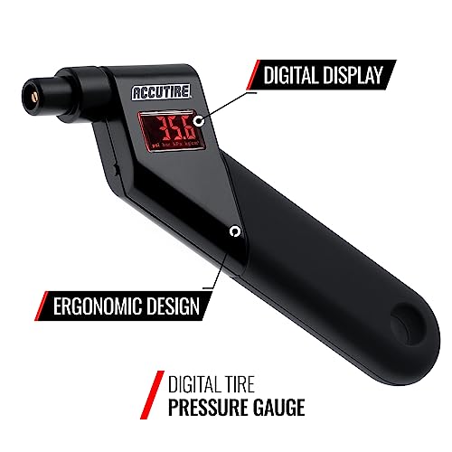 Image of Accutire MS-4021B Digital Tire Pressure Gauge with 4 Valve Caps, 5-150psi (psi, bar, kPa, kg /cm2)