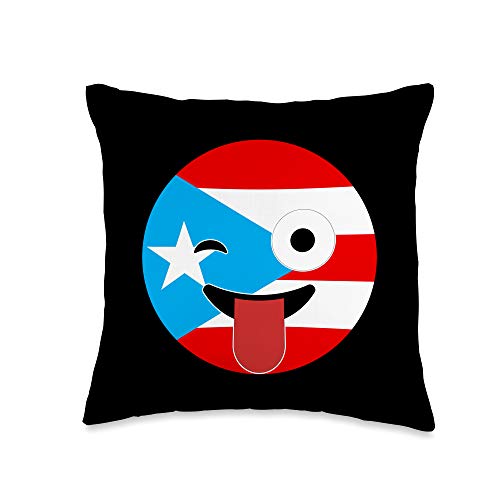 I M So Boricuai M So Boricua Souvenirs Funny Face Emoji Puerto Rico Flag Gift Throw Pillow 16x16 Multicolor Dailymail