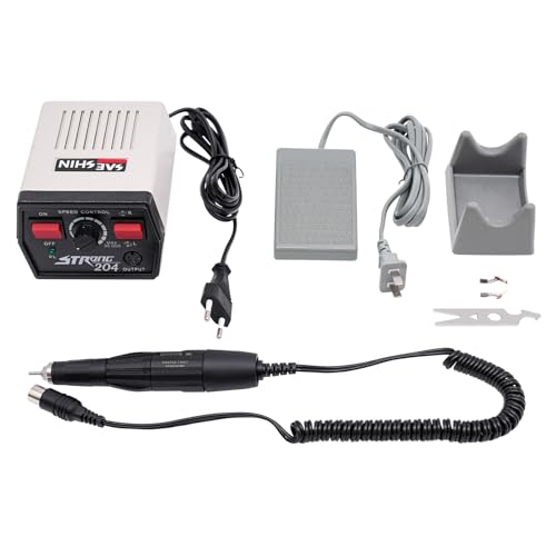 Micromotor de laboratorio de 65 W, 35000 rpm, taladro eléctrico de jade, máquina pulidora portátil de 230 V, con 2 escobillas de carbón y pedal, unidad de pulido recta con pieza de mano para uso