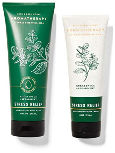 Bath and Body Works Aromatherapy Eucalyptus Spearmint Gift Set - Body Cream and Moisturizing Body Wash - Full Size