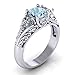 Auwer Rings, 2-in-1 Womens Vintage White Diamond Silver Engagement Wedding Band Ring Set (US Size 7, Sky Blue)