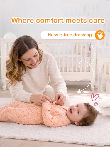 Image of Kidbea Organic Cotton Unisex Baby Romper Soft Breathable Full Sleeve Zipper Footed Bodysuit for Newborn & Infant Kids Sleepwear