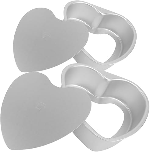Miniatura 4 de Molde de aluminio con forma de corazón de 8 pulgadas para tartas con forma de corazón, molde para hornear con parte inferior extraíble para el día