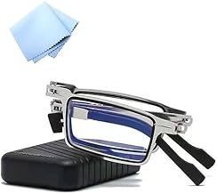 Vortipu Foldable Reading Glasses with Case–Screwless Anti Blue Light Readers for Men & Women | Eyestrain Presbyopia Eyeglasses Portable Rectangular Frame Computer Use