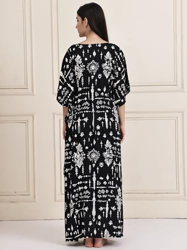 Image of Secret Wish Rayon Maternity Kaftan Nighty /Free Size /Feeding /Nursing /Zipper /Drawstring /Full Length