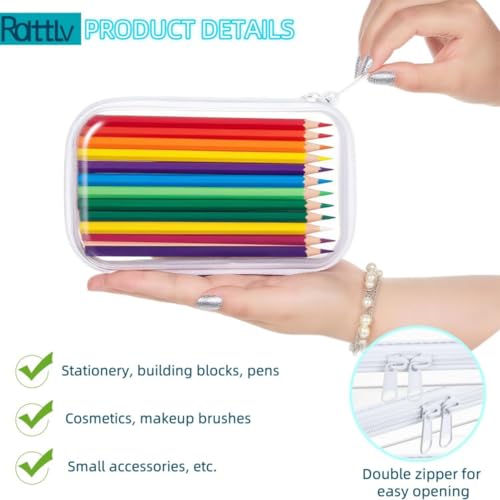 Image of Thickened Clear Hard Shell Zipper Case,Professional-Grade Plastic Clear Zipper Pencil Case, Toiletry Pouch, Travel Organizer, Cosmetic Bag, Toy Storage Bins (2PCS-M)