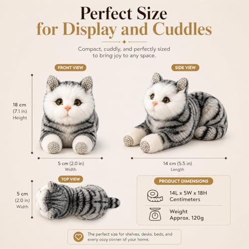 Image of Monex Stationary Cute Sitting Cat Plu | Ultra Soft Stuffed Animal for Kids, Girls & Room Decor | Decorative Cat Plushie Gift (White-Black)